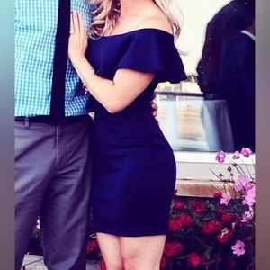 Guess - Off the Shoulder Mini Dress - Navy Blue